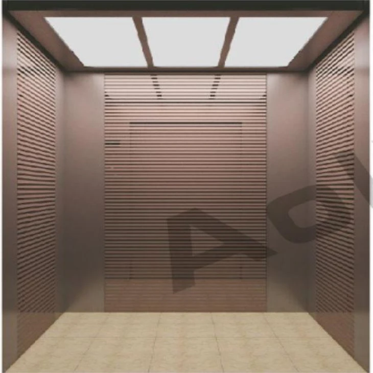 Bronze Mirror Etched Stainless Steel MRL Passenger Elevator